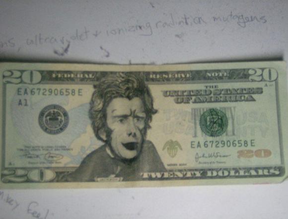 funny money modifications 43 in Playing With Money: Defacing Presidents and Funny Modifications