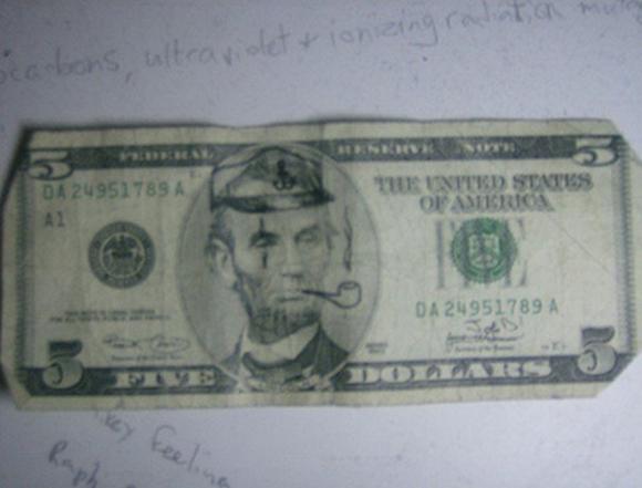 funny money modifications 44 in Playing With Money: Defacing Presidents and Funny Modifications