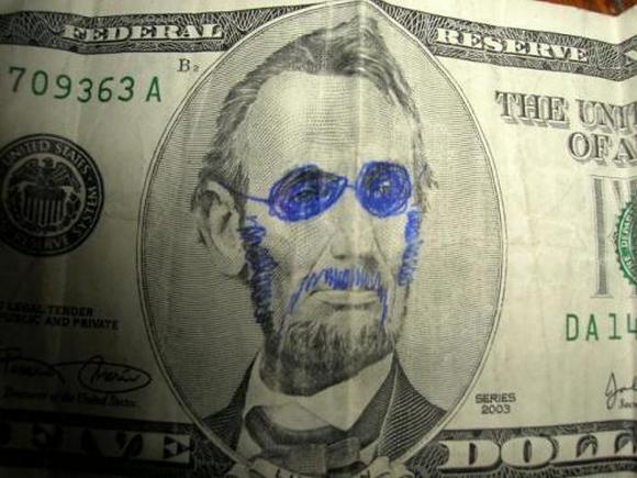 funny money modifications 85 in Playing With Money: Defacing Presidents and Funny Modifications