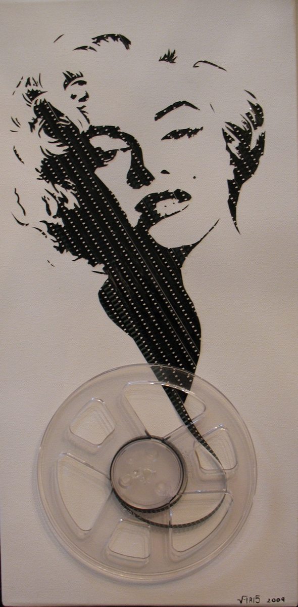 artistic portraits using cassette tapes 11 in Cassette Tape Art: Amazing Black and White Celebrity Portraits