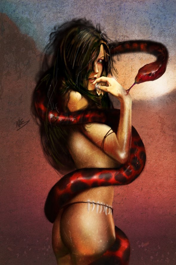 cartoon girls and snakes 02 in Super Strong Women and Serpents