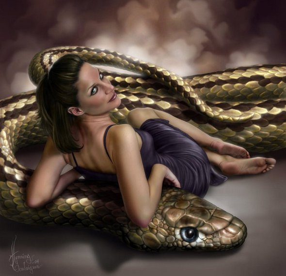 Girls with snakes