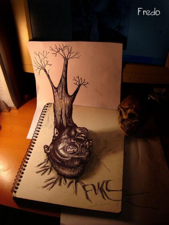 Drawings which Enter Three Dimensional World