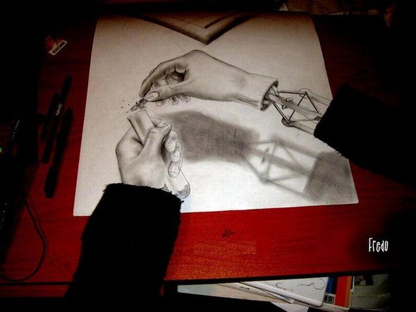 Drawings which Enter Three Dimensional World