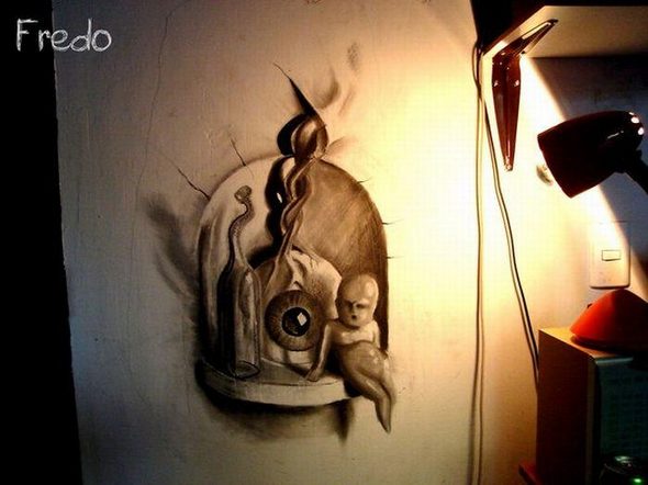 Drawings which Enter Three Dimensional World