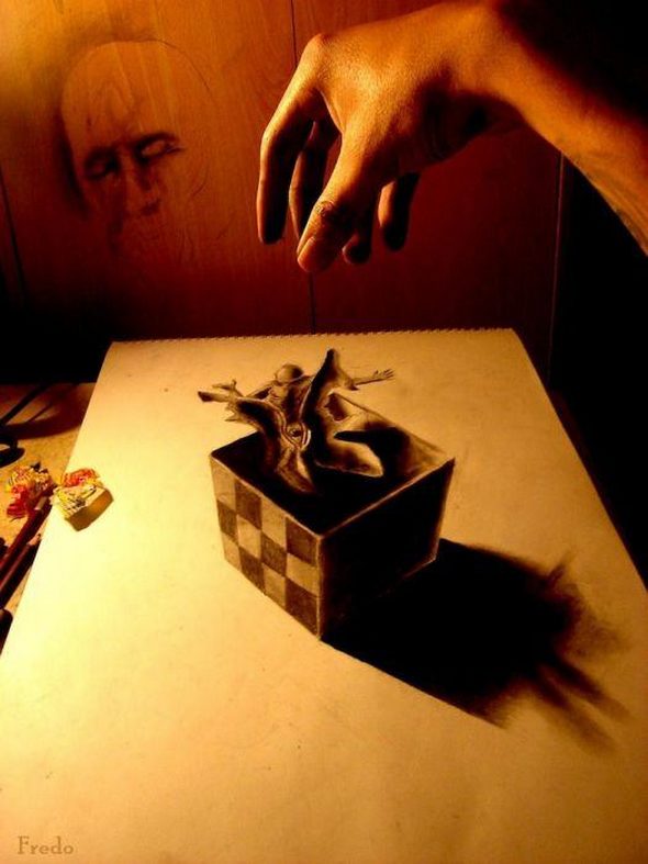 Drawings which Enter Three Dimensional World