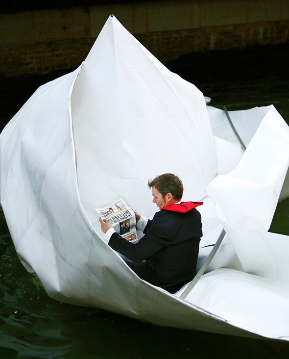 Sailing in Paper Origami Boat