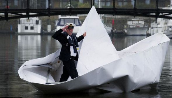 Sailing in Paper Origami Boat