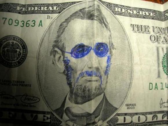 funny money modifications 85 in Playing With Money: Defacing Presidents and Funny Modifications