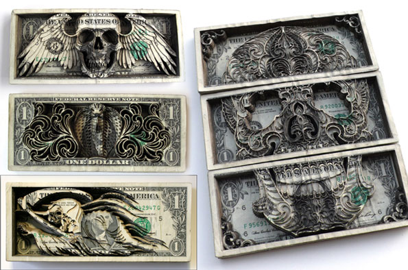 one dollar art by campbell 01 in One Dollar Art: Laser cut Money Made Worthless Gained Artistic Value