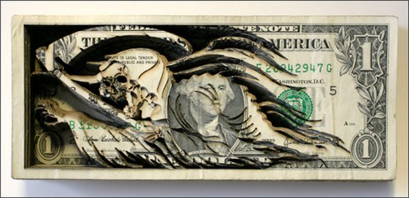 one dollar art by campbell 07 in One Dollar Art: Laser cut Money Made Worthless Gained Artistic Value