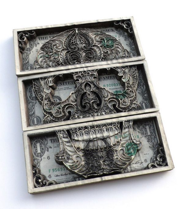 one dollar art by campbell 12 in One Dollar Art: Laser cut Money Made Worthless Gained Artistic Value